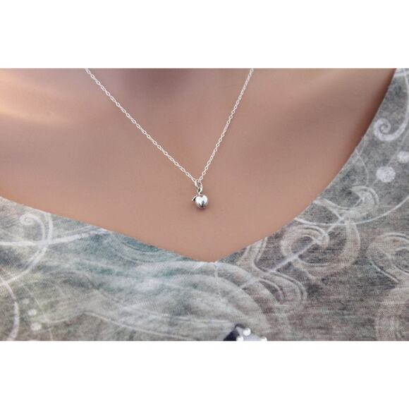 Sterling Silver Apple Charm Necklace, Apple Necklace Gift for Teacher - Picture 3 of 3